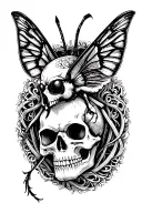 moth with a skull wearing tattoo design idea