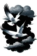clouds and dove flying tattoo design idea