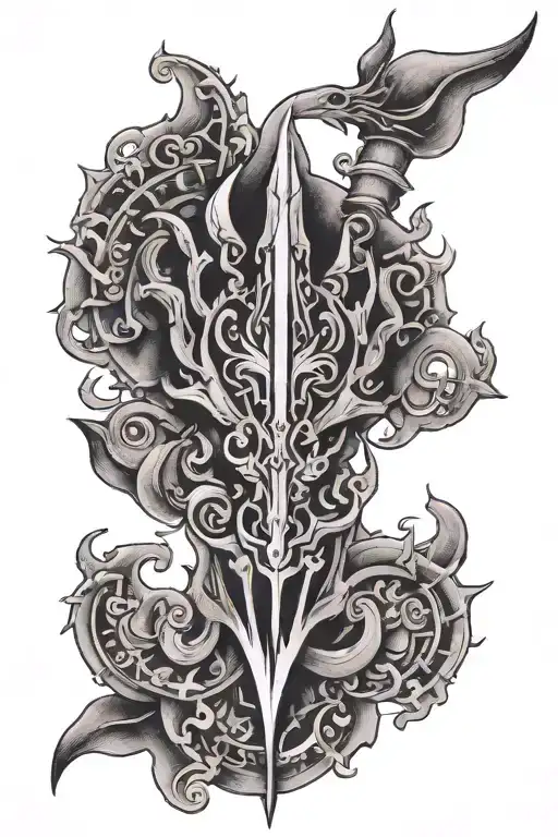 mahamratunjay mantra on trident tattoo design idea