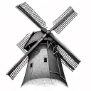 dutch windmill tower tattoo design idea