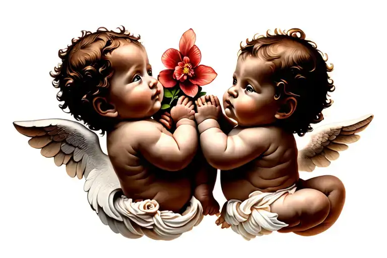 2 BABY CHERUBS tattoo design idea
