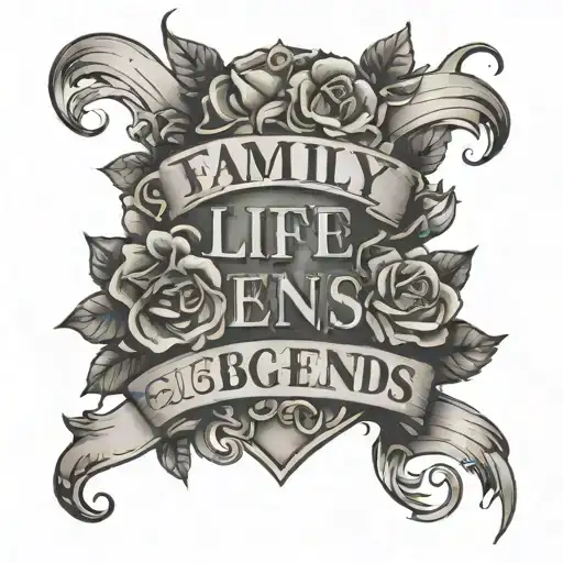 Family where Life Begins and love never ends tattoo design idea