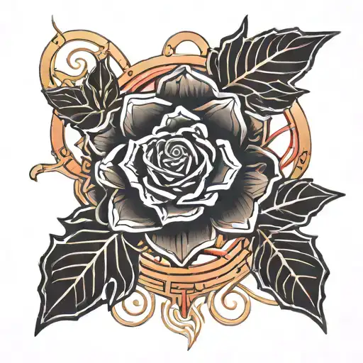 copper red rose vine tattoo design idea