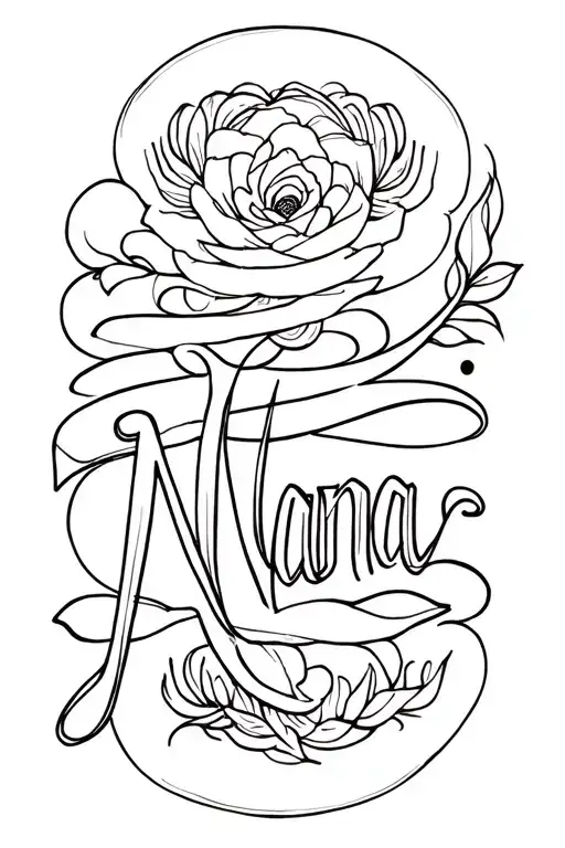 nana name written vertically tattoo design idea