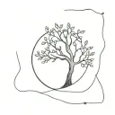 simple tree coming through book and gem stone  tattoo design idea