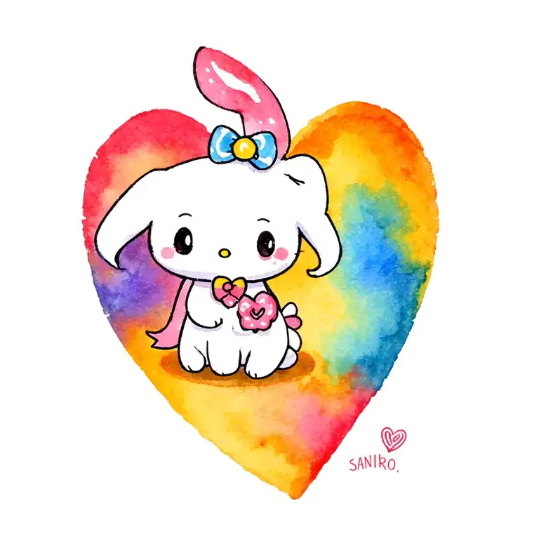 sanrio cinnamoroll in a heart tattoo design idea