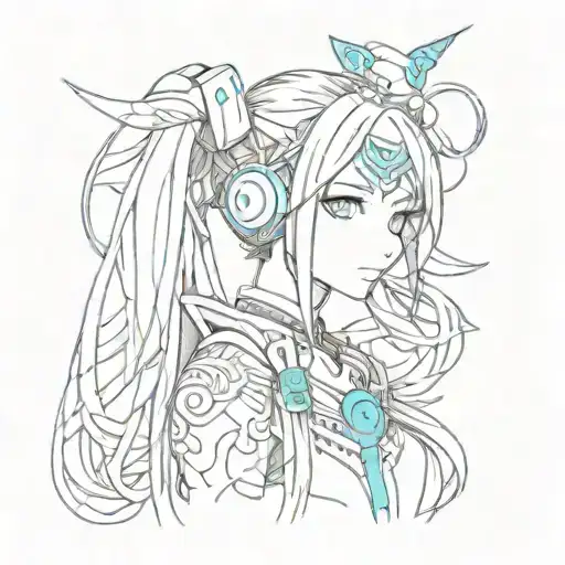 Hatsune Miku with tribal elements tattoo design idea