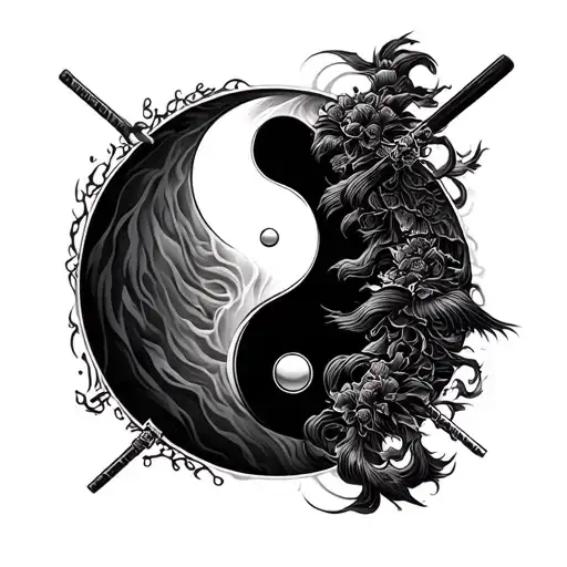 Samurai Yin Yang tattoo design idea