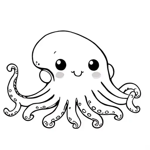 cartoon happy octopus tattoo design idea