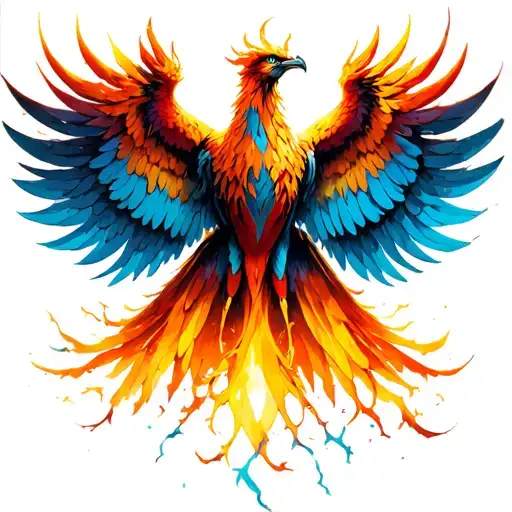 Phoenix with deployed wings tattoo design idea