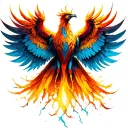 Phoenix with deployed wings tattoo design idea