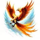 Phoenix with deployed wings tattoo design idea