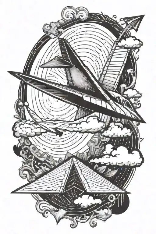 paper plane flying tattoo design idea