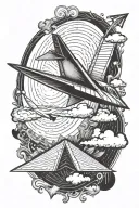 paper plane flying tattoo design idea