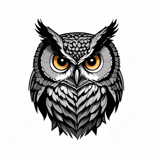 Owl Wald Blatt tattoo design idea