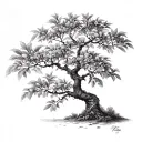 almond tree growing tattoo design idea