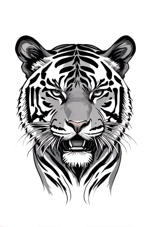 Tiger face tattoo design idea
