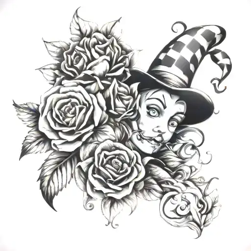 Crazy flowers inspired by Alice in Wonderland characters tattoo design idea