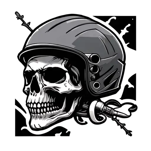 Timbersled outline skulls and helmet tattoo design idea