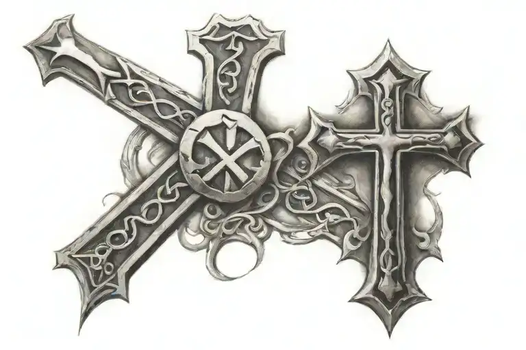 roman numerals with a cross tattoo design idea