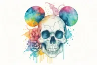 Mickey Mouse skull tattoo design idea