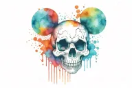 Mickey Mouse skull tattoo design idea