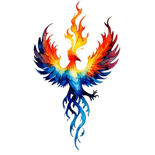 phoenix fire flames tattoo design idea
