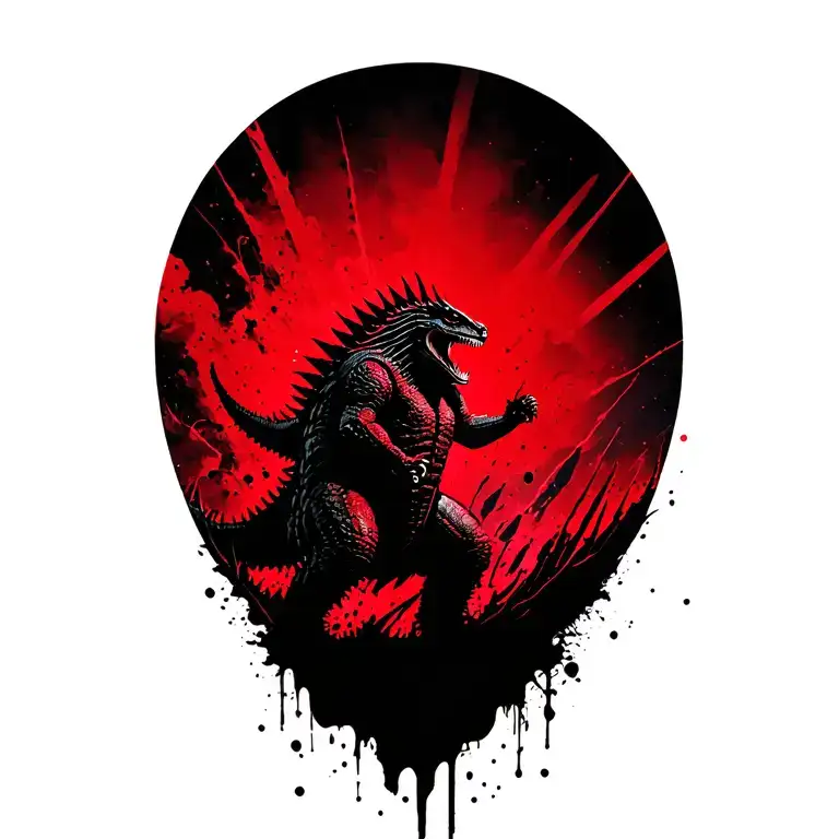Godzilla towering tattoo design idea