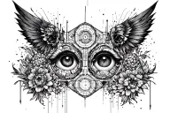 fine line art tattoo technology and IT enterprise architecture inspired, futuristic, married 14/02/2009, twins born 1608 tattoo design idea