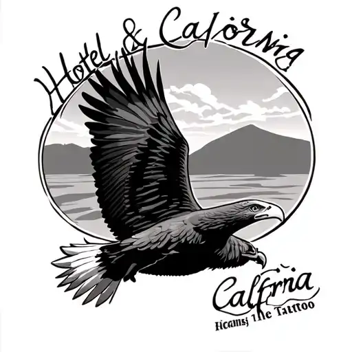 Hotel California with an eagle soaring tattoo design idea