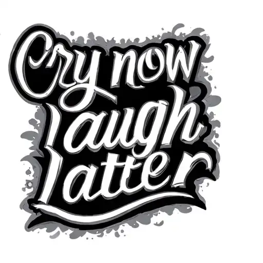 "Cry now laugh later" lettering tattoo design idea
