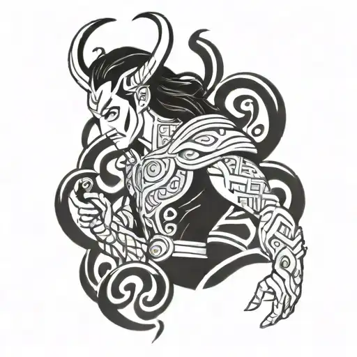 Mythology accurate Loki Marvel God of mischief tattoo design idea