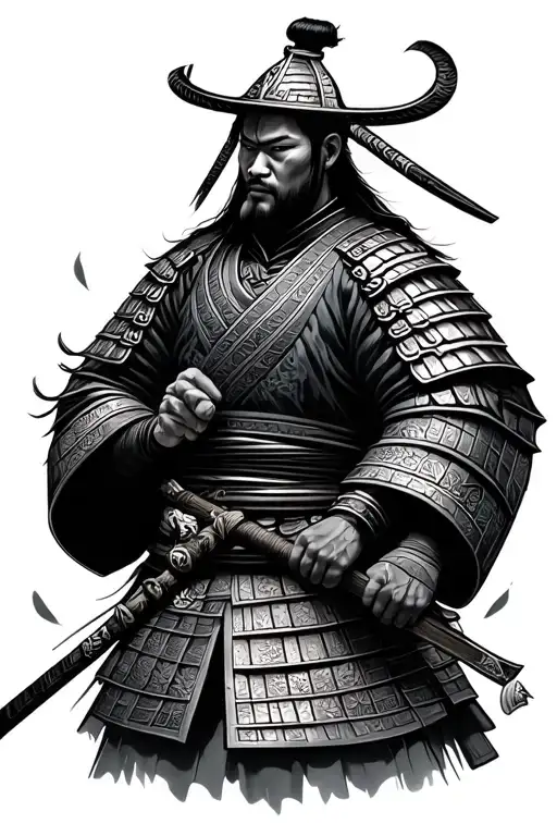 samurai warrior traditional Japanese line work tattoo design idea