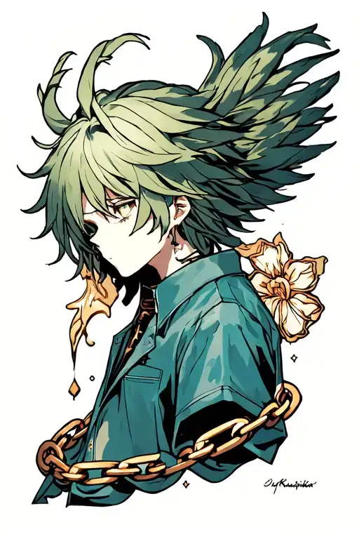 Kurapika chain arm sleep tattoo design idea