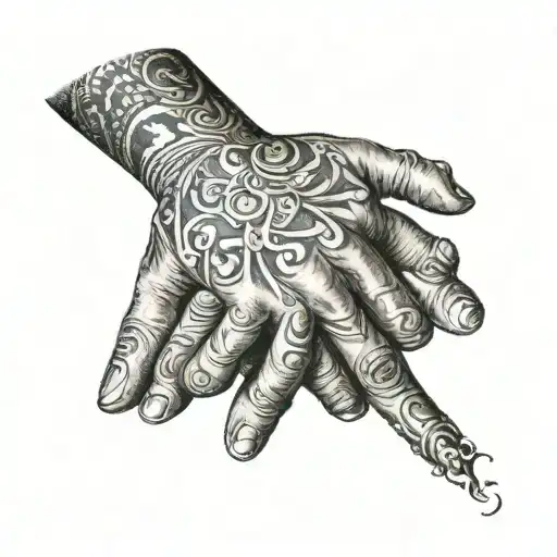 husband and wife holding hands tattoo design idea