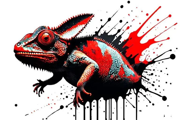 chameleon blending tattoo design idea