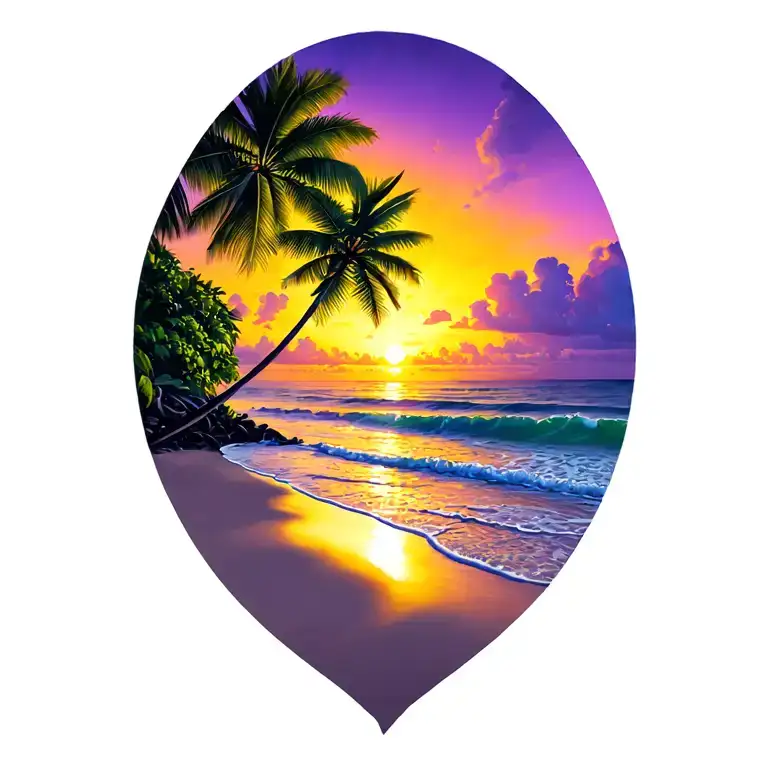 Guanacaste Costa Rica Sunset Beach with yellow, light pink and deep purple tattoo design idea