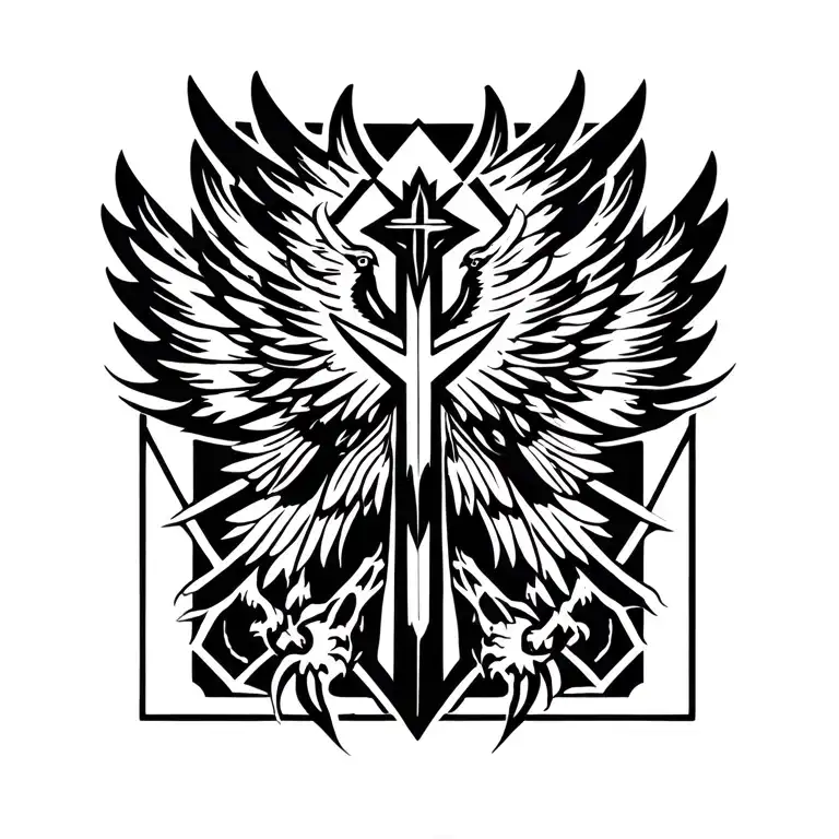 cross with a phoenix wrapping around it  tattoo design idea