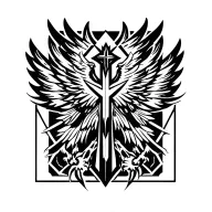 cross with a phoenix wrapping around it  tattoo design idea