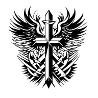 cross with a phoenix wrapping around it  tattoo design idea