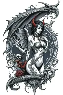 Spine Gothic tattoo. dragon bone wings with succubus hearts and a tramp stamp of a succubus mark. tattoo design idea