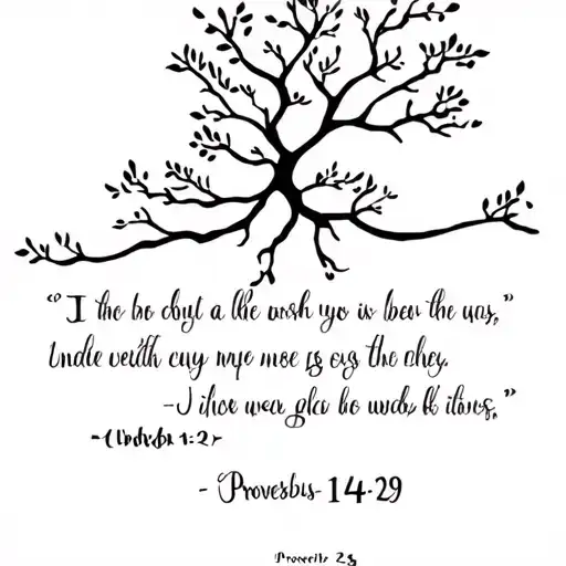 poision tree with bible verse proverbs 14:29 under it tattoo design idea