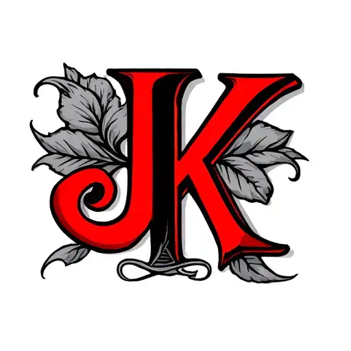 letter J and K red font fancy  tattoo design idea