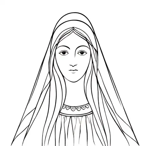 lady of Guadalupe head and shoulders long hair wearing a veil  tattoo design idea
