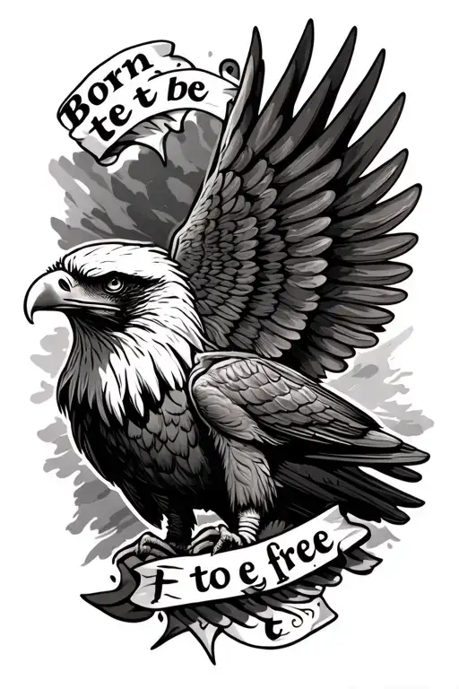 "Born to be free" eagle and wings looking tattoo design idea
