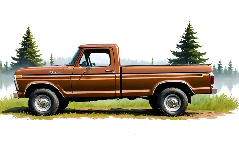 nature scene with an old ford f-150 tattoo design idea