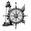 Lighthouse with compass tattoo design idea