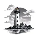 Lighthouse with compass tattoo design idea