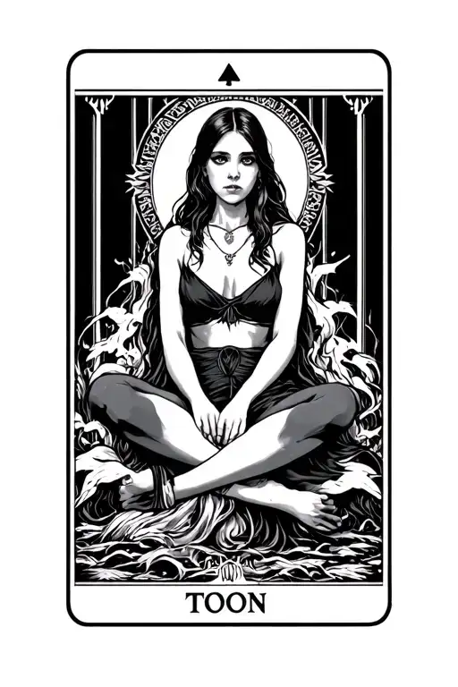 tarot card featuring girl sitting tattoo design idea