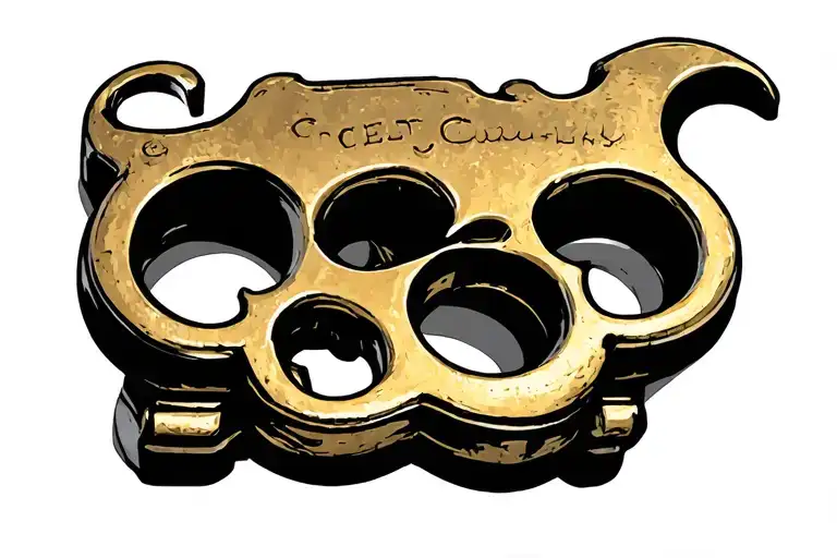 brass knuckles tattoo design idea